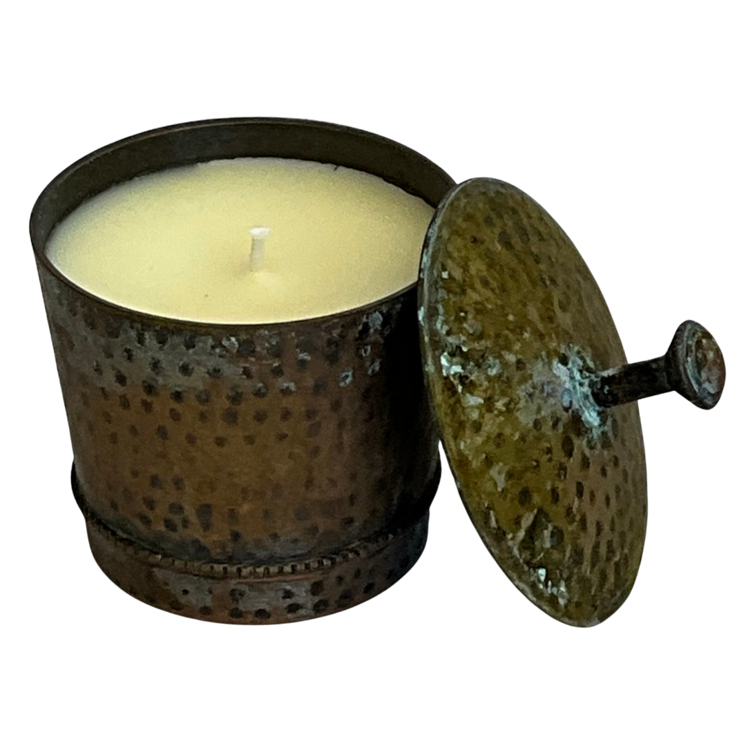 Hammered Hand-Patinated Metal Gardenia Candle #5