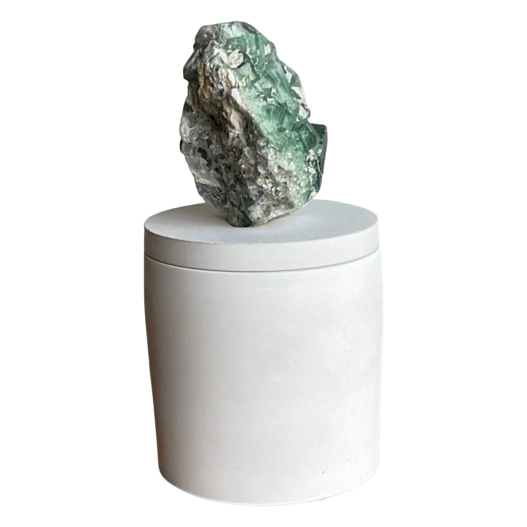 Cubic Green Fluorite Lid Candle