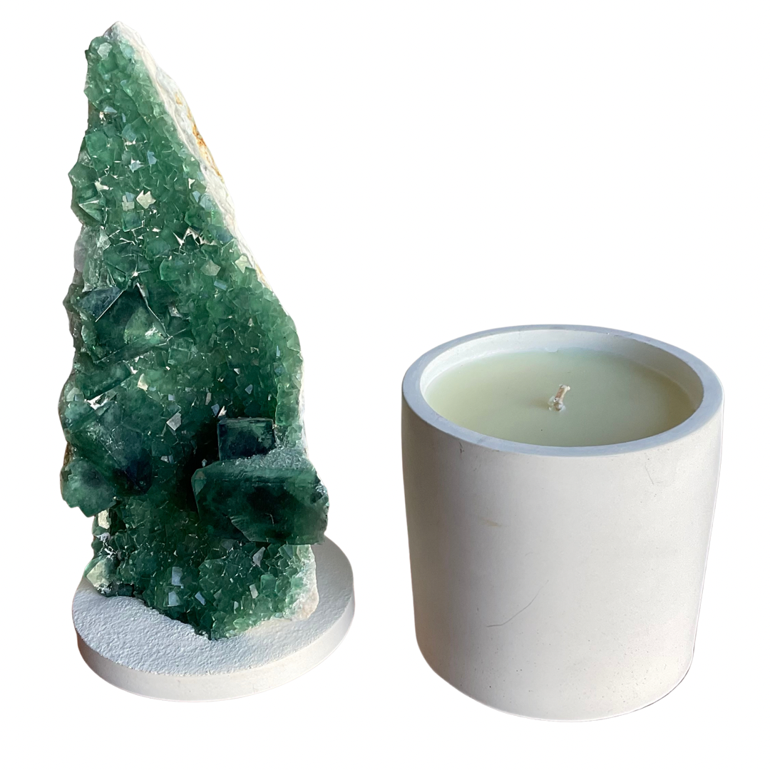 Tall Green Fluorite Lid Candle