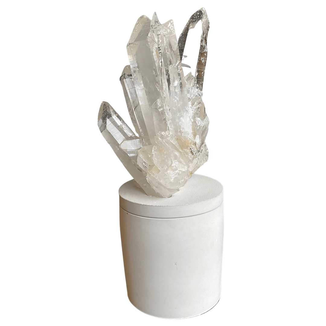 Clear Quartz Crystal Lid Candle