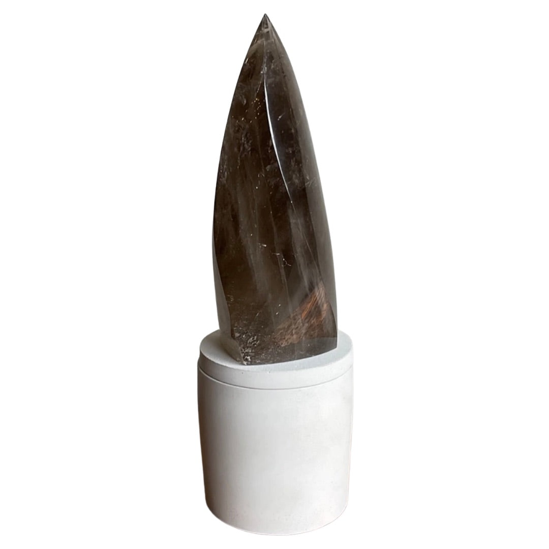 Polished Smoky Quartz Flame Lid Candle