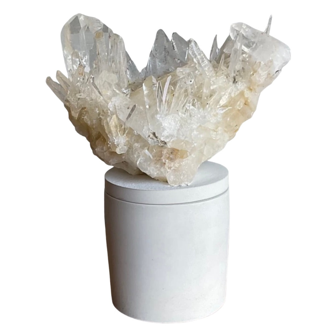 Large Quartz Crystal Lid Candle