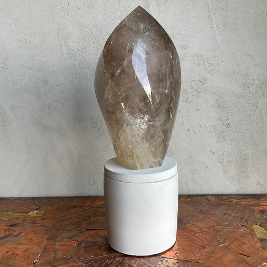 Large Smoky Quartz Flame Candle