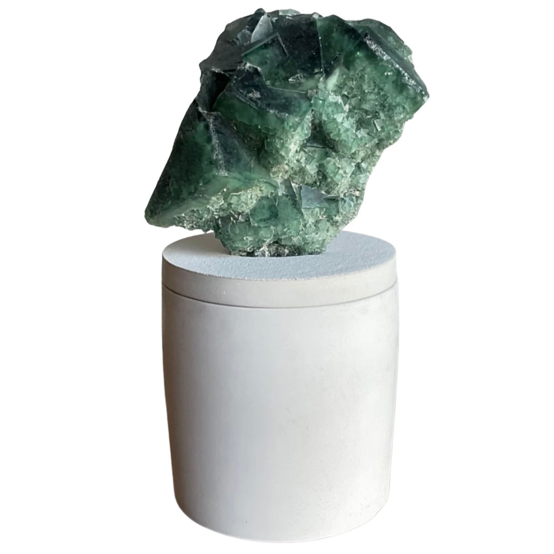 Cubic Fluorite Crystal Lid Candle
