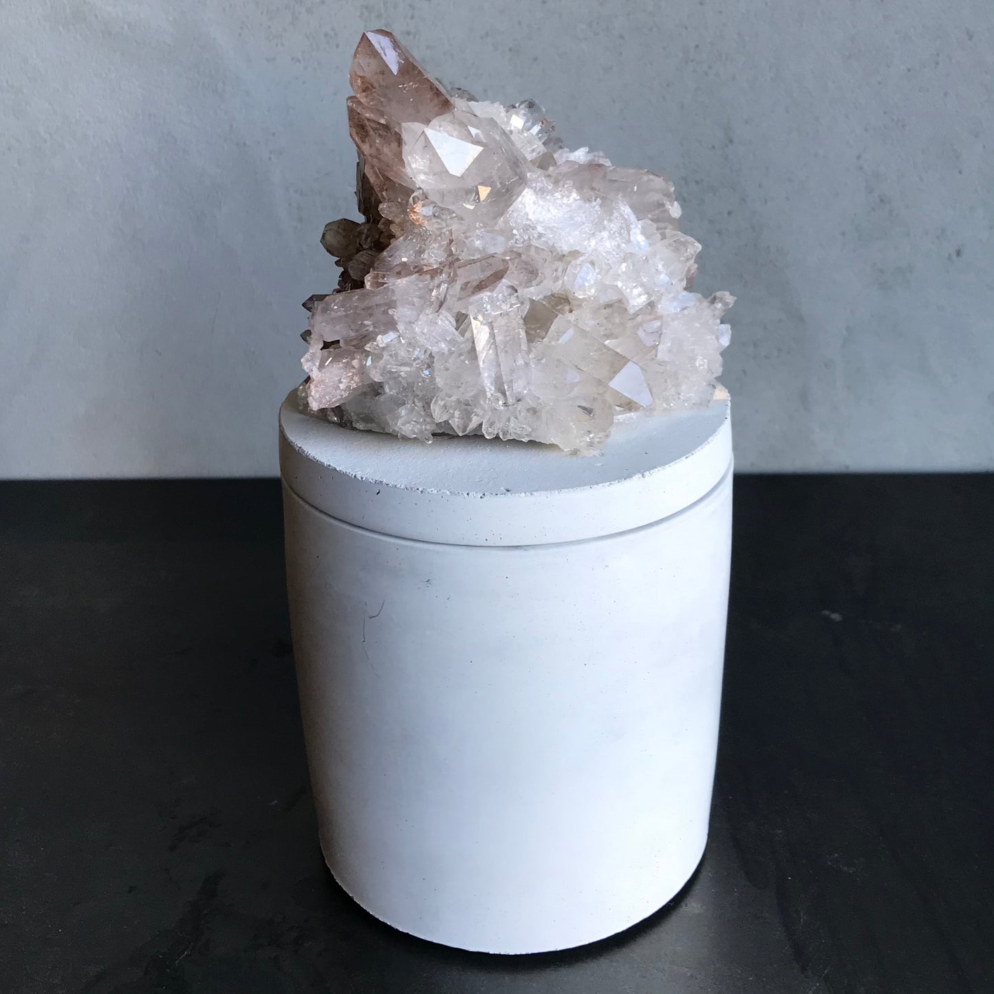 Large Quartz Crystal Cluster Lid Candle