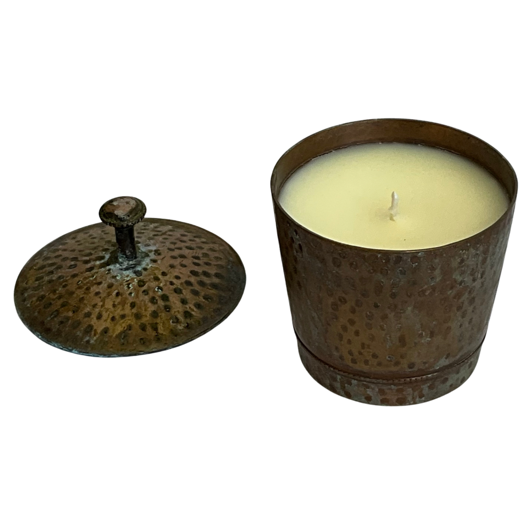 Hammered Hand-Patinated Metal Gardenia Candle #2