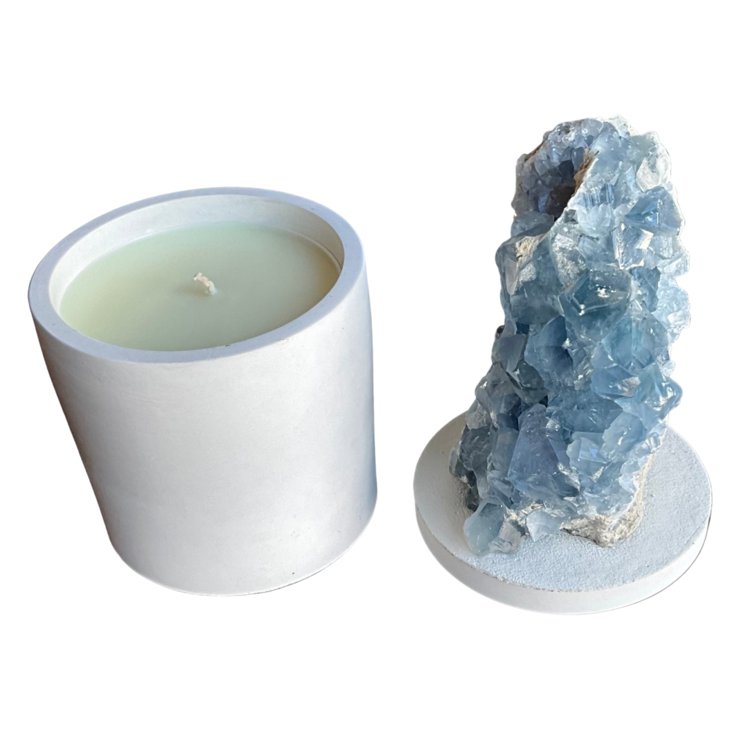 Celestite Lid Gardenia Hand Made Candle