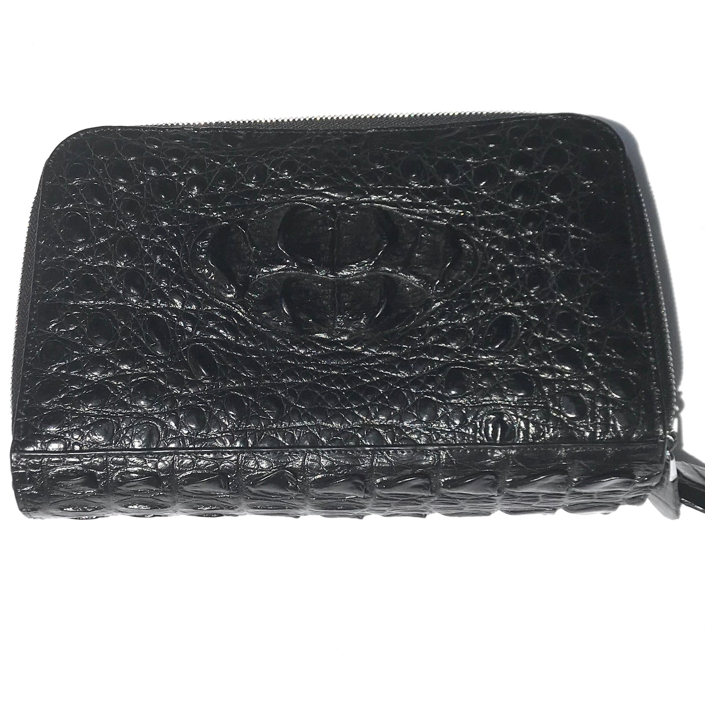 Crocodile Leather 3-zip Clutch Bag
