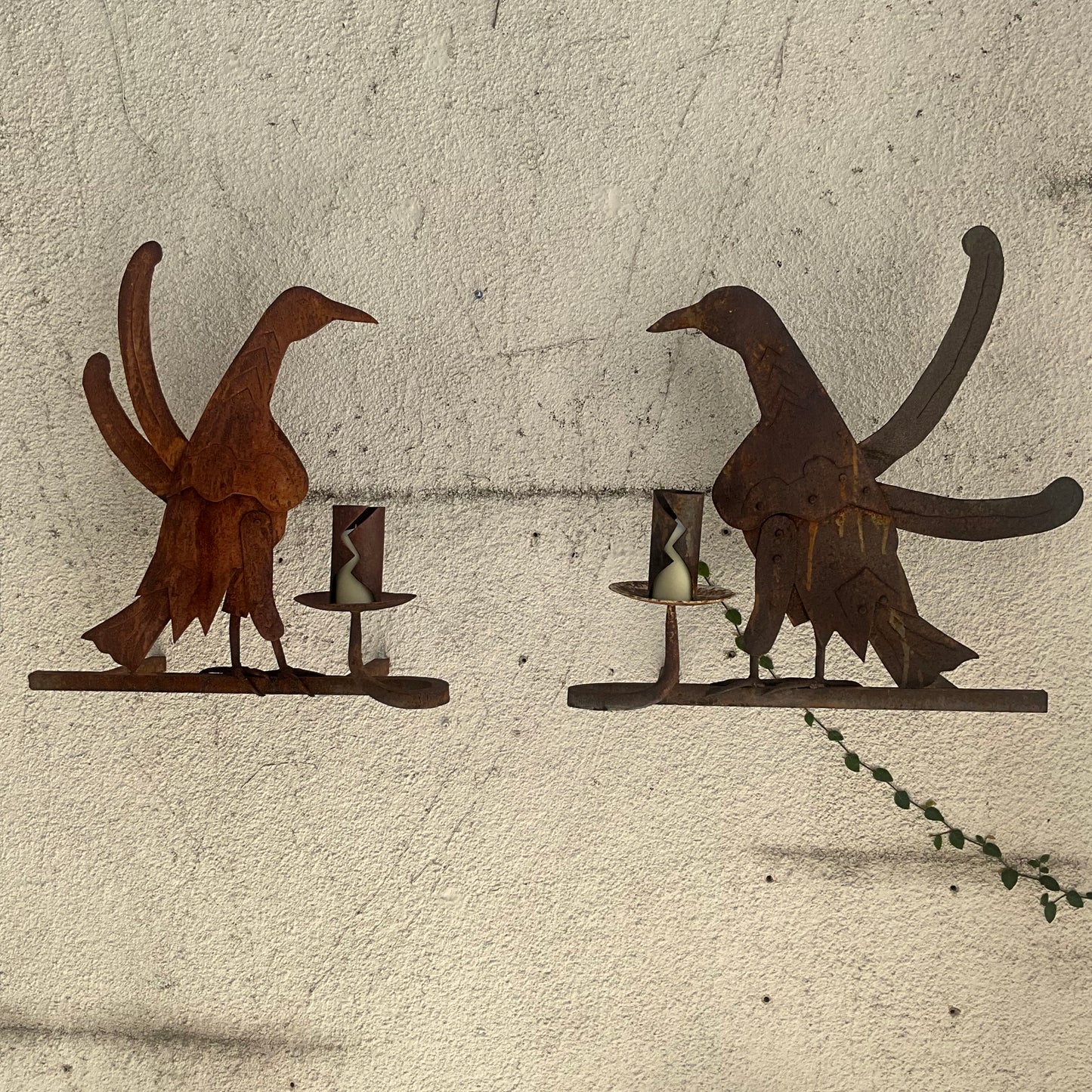 Minton-Spidell Pair of Iron Bird Candle Sconces