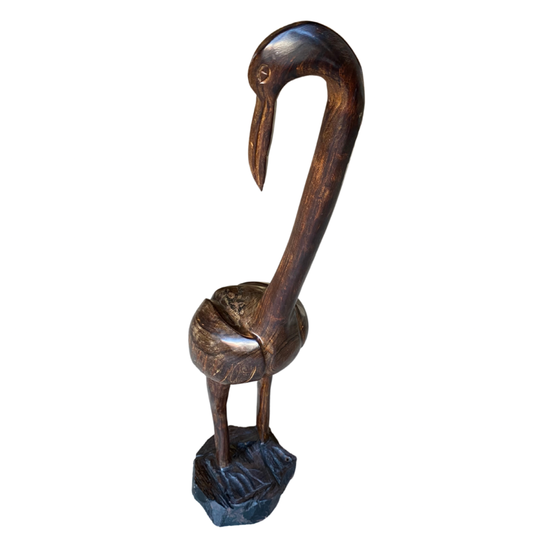 Large Ironwood Crane Sculpture