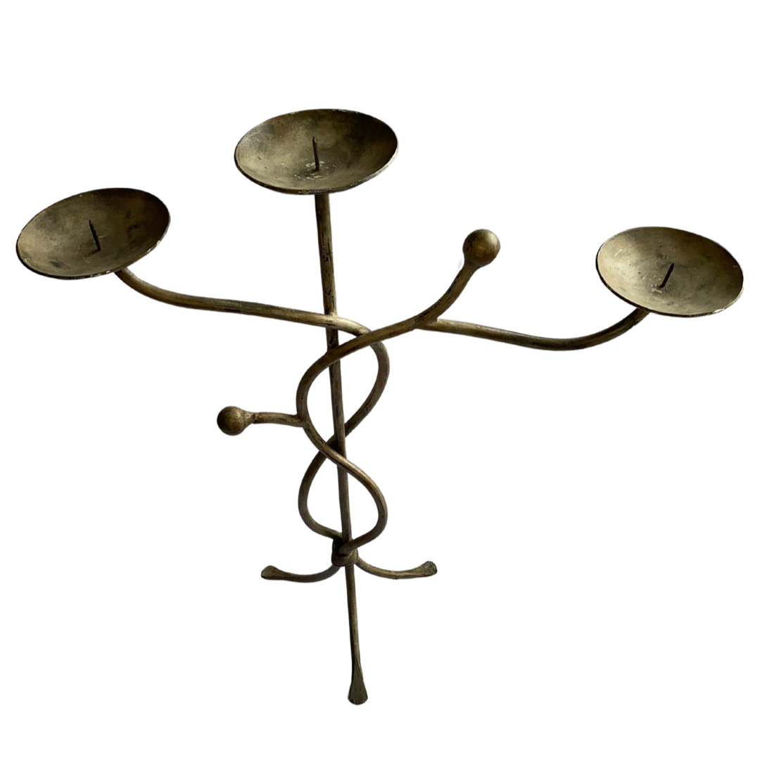 Set Of 3 Metal Candleabras