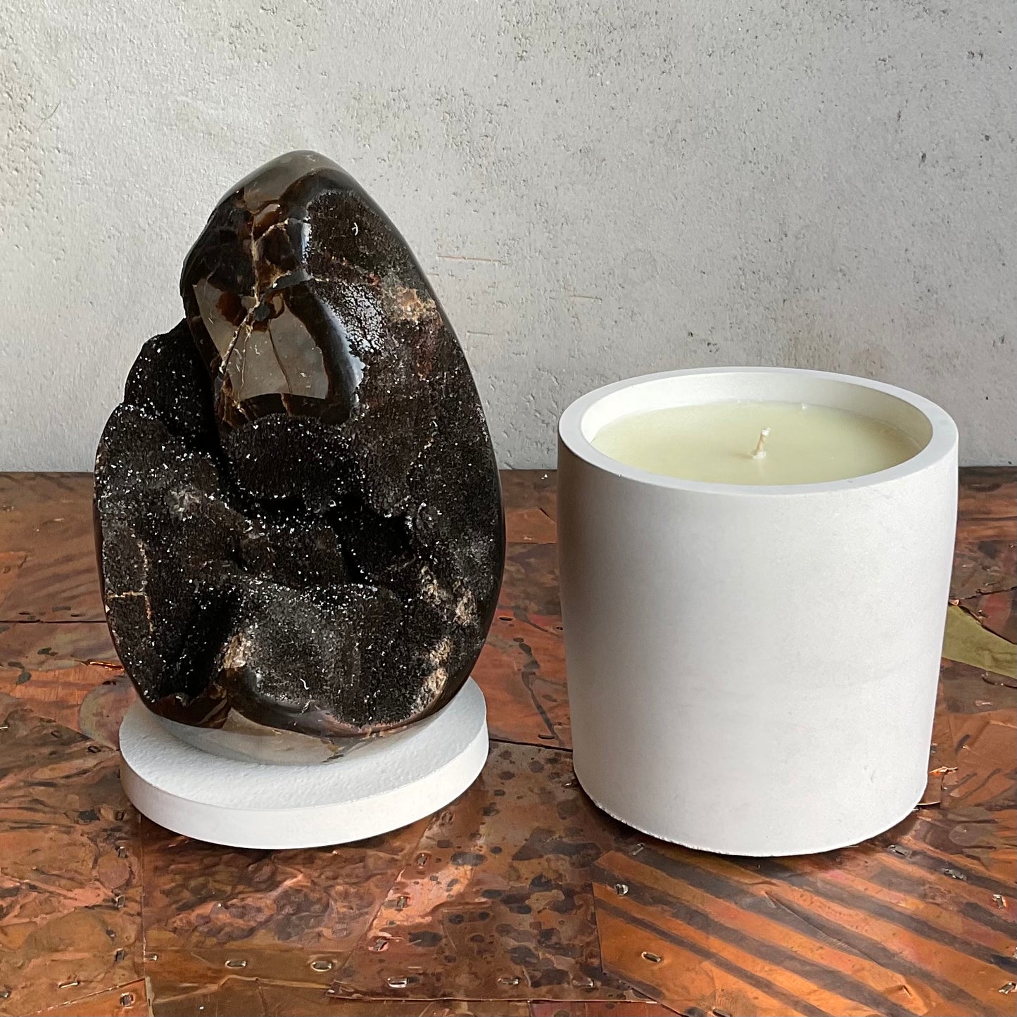 Lg Dragon Septarian Egg Lid Candle