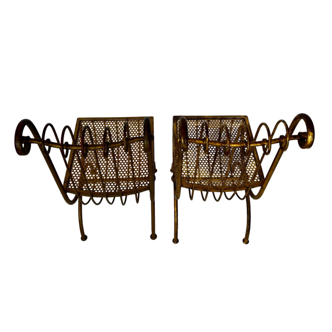 Pair of Vintage Gold Tone Metal Chairs