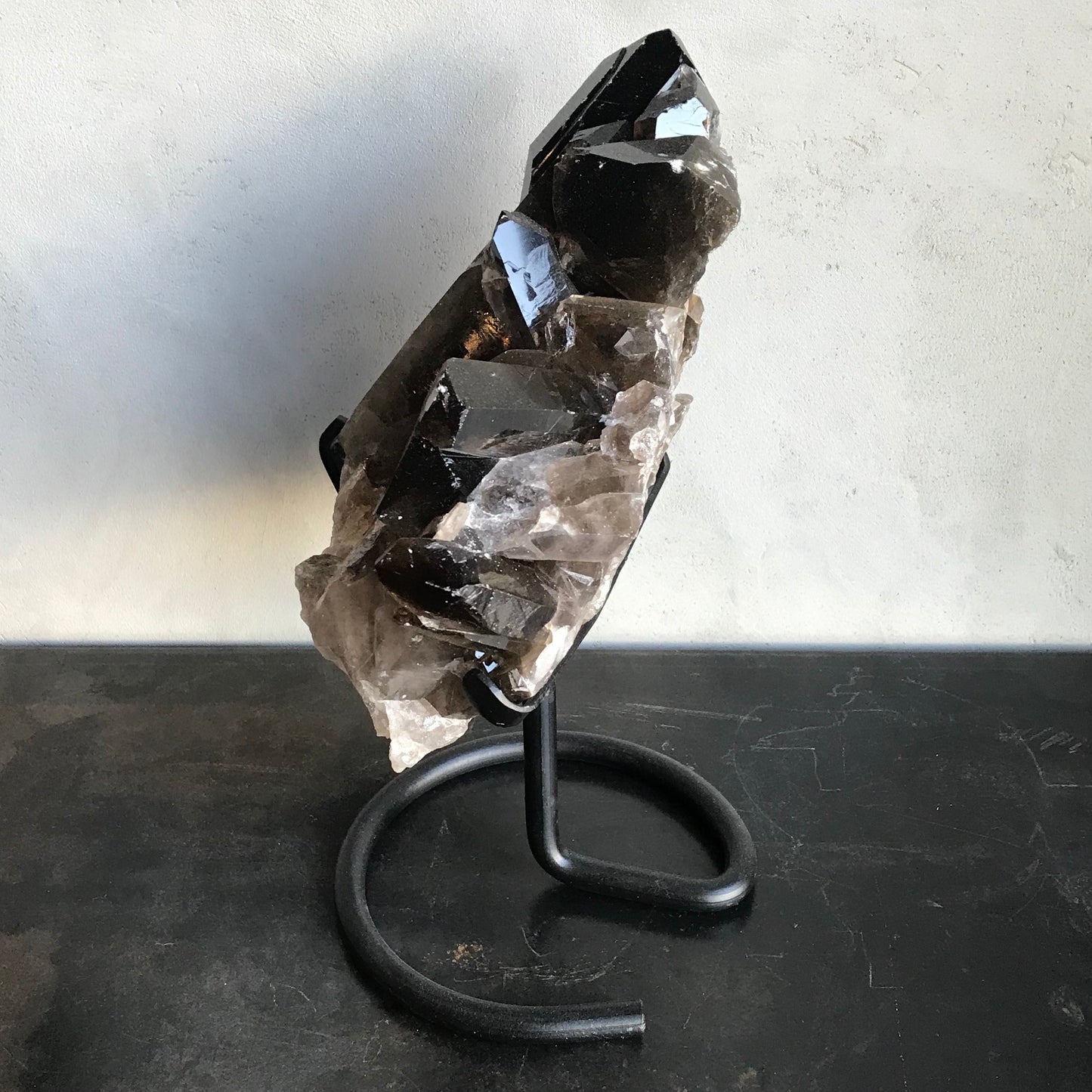 Smoky Quartz Cluster on Stand