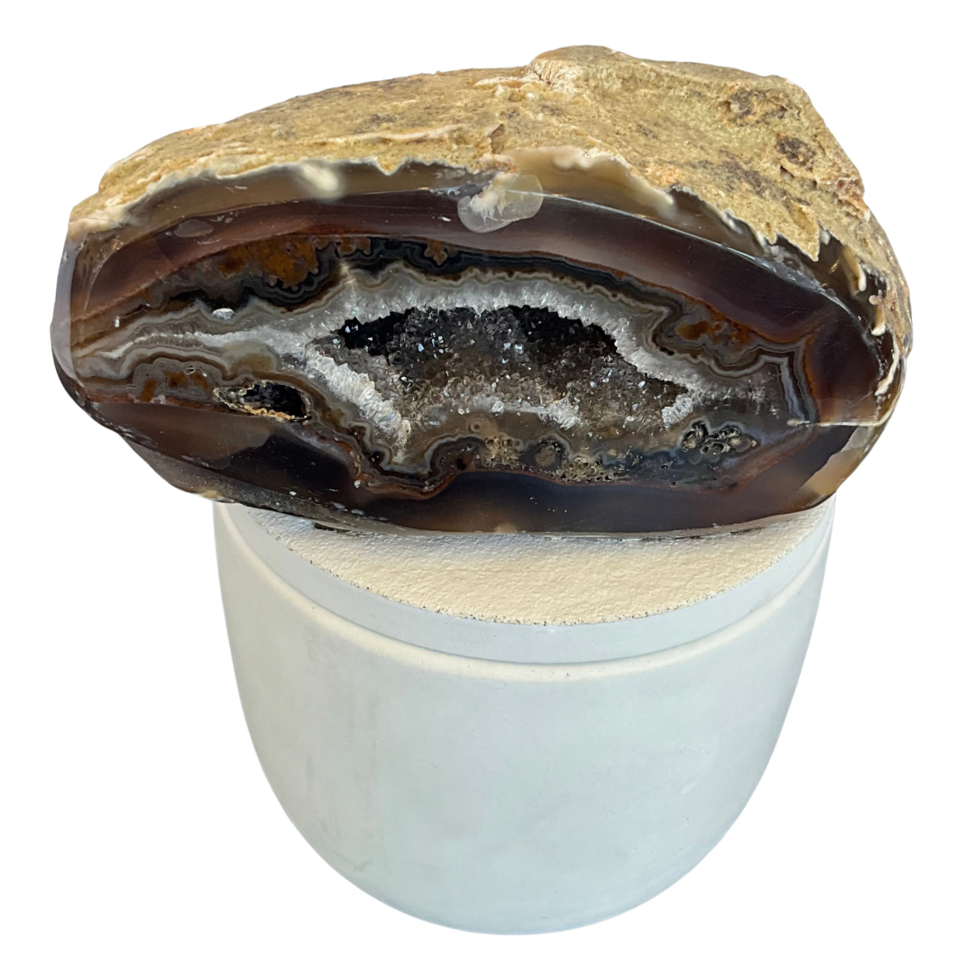 Large Oblong Agate Lid Gardenia Candle