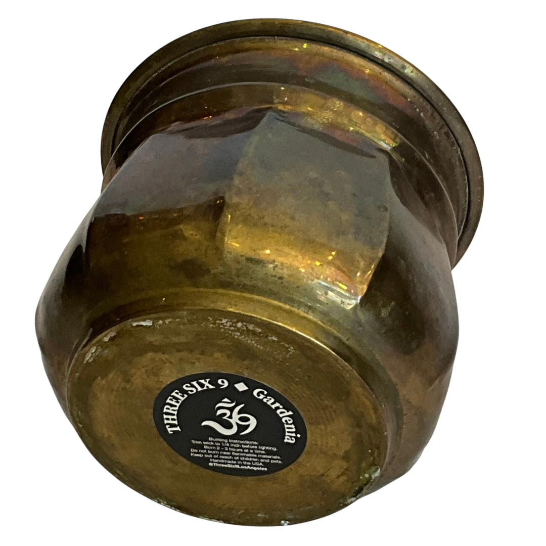 Vintage 9-Side Brass Gardenia Candle