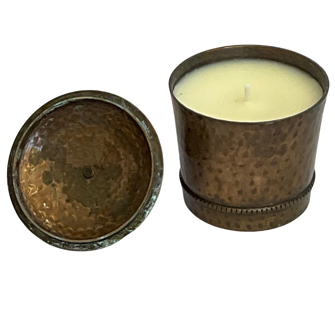 Hammered Hand-Patinated Metal Gardenia Candle #3