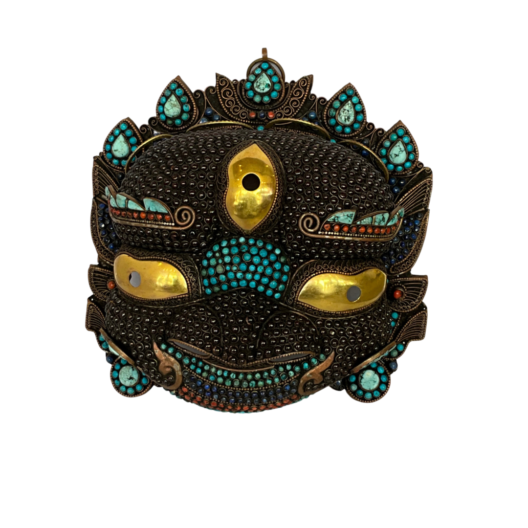 Semi-Precious Stones Copper Nepali Mask