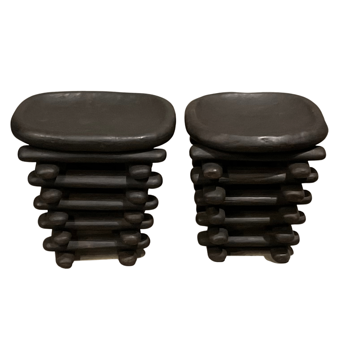Pair of African Wood Stools