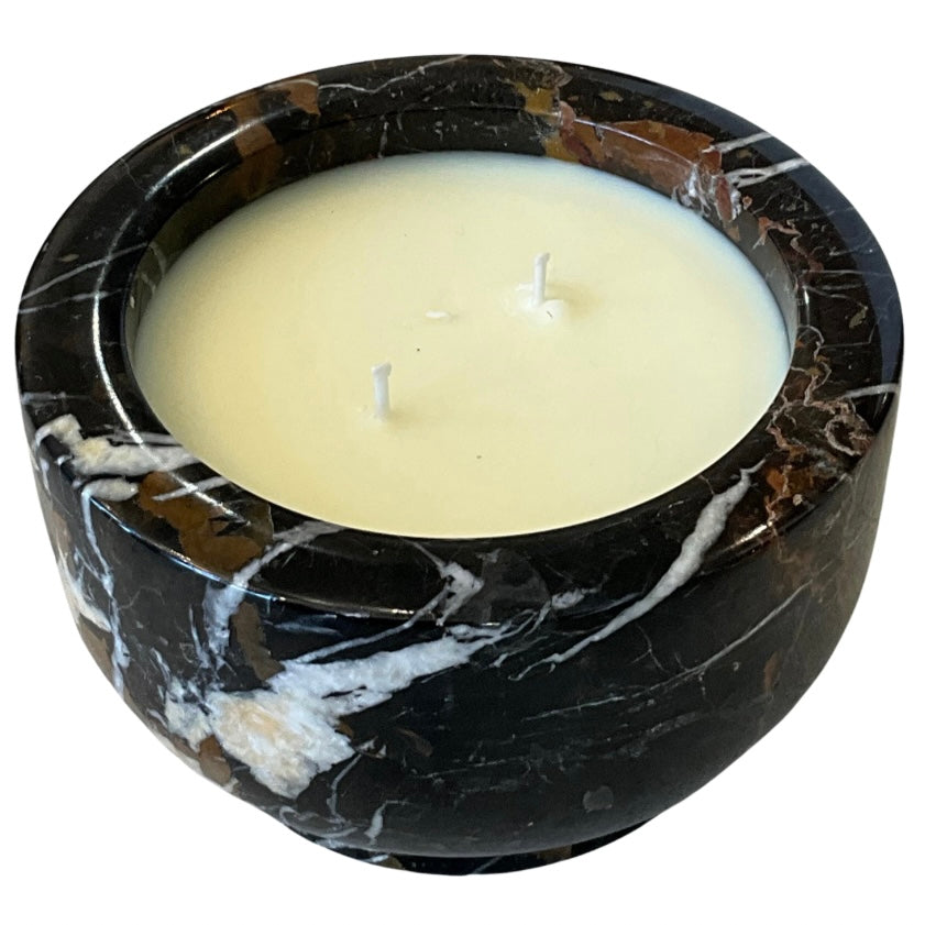 Brown & Black Tones Marble Stone Gardenia Candle