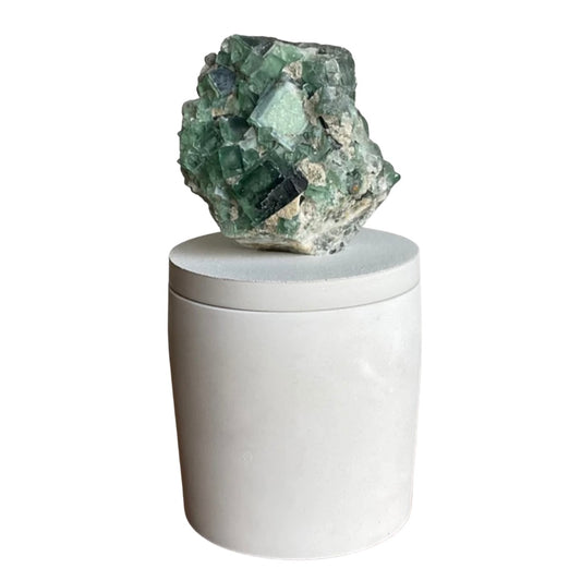 Cubic Green Fluorite Lid Candle