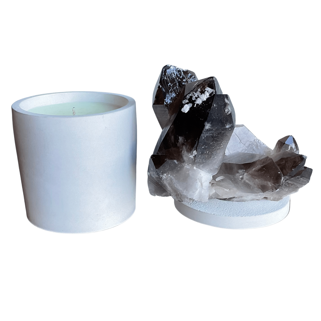 Abstract Smoky Quartz Lid Candle