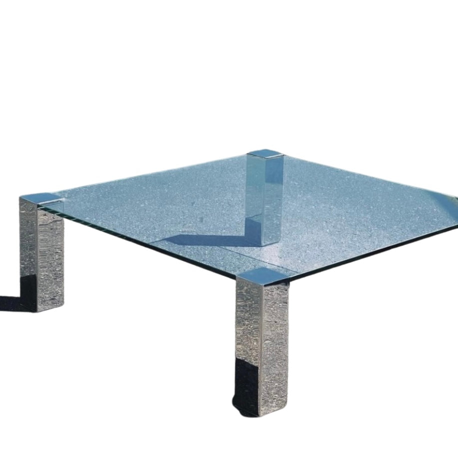 Willy Rizzo Chrome & Glass Coffee Table