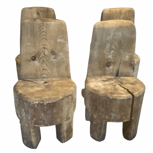 Set of 4 Carved Wood Chairs