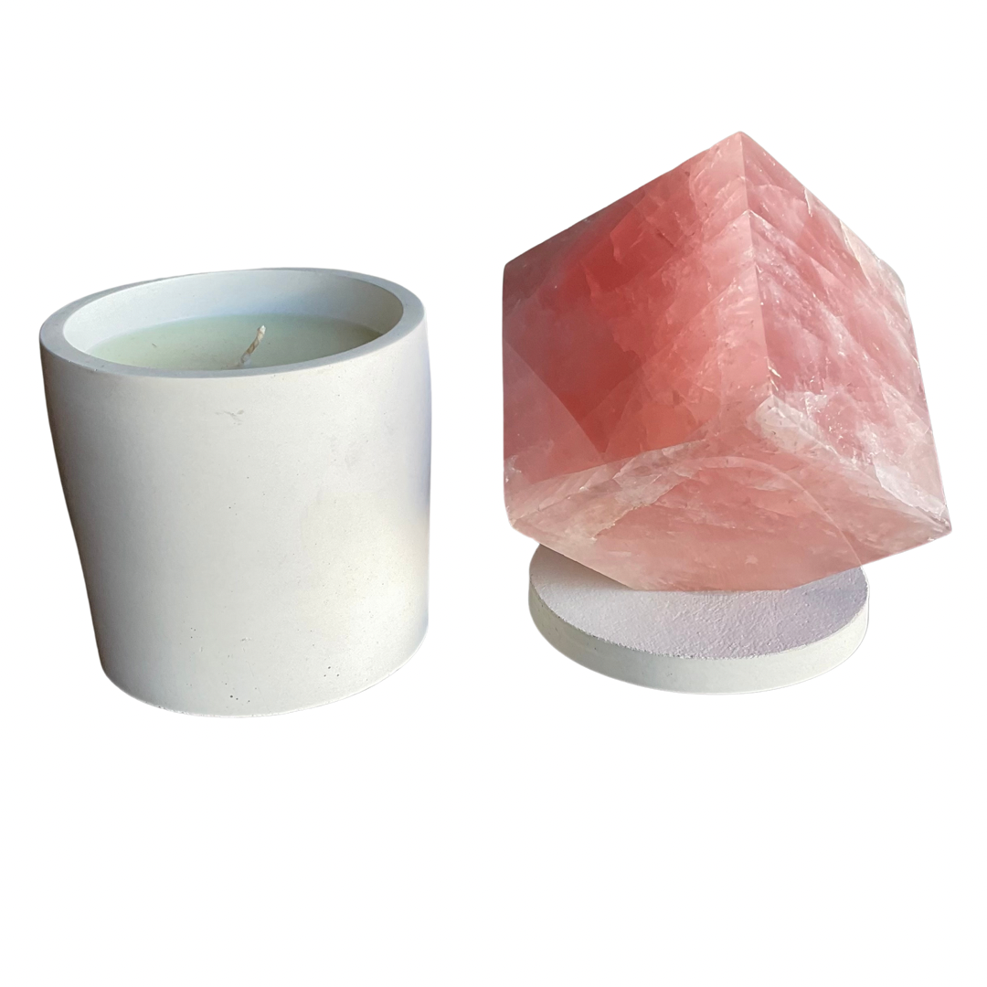 Rose Quartz Cube Lid Candle