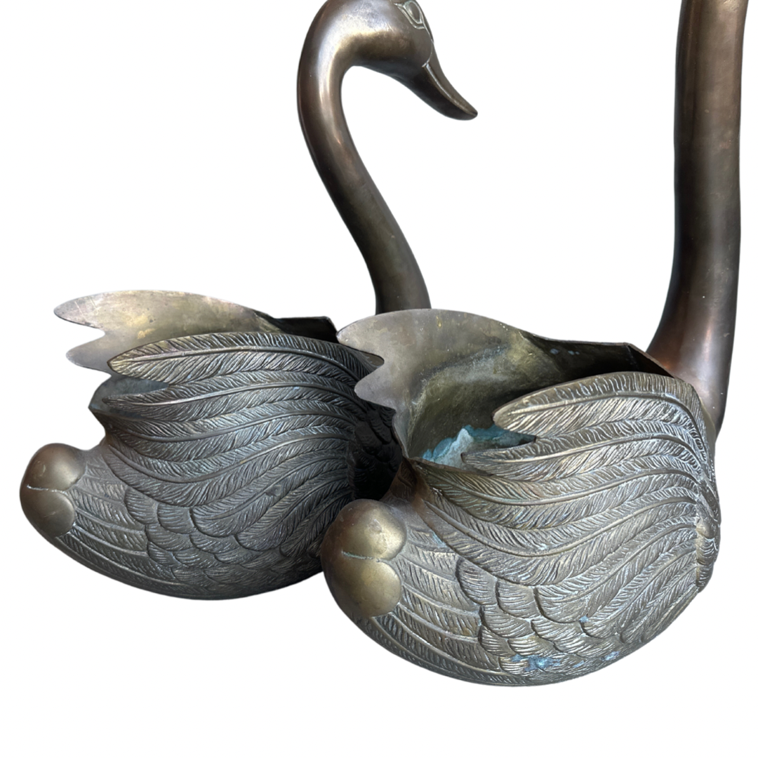 Pair of Brass Swans