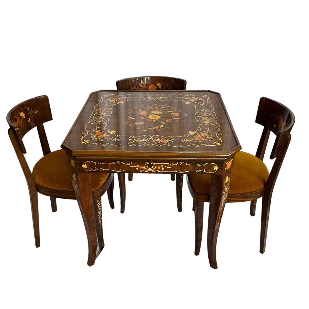 Notturno Intariso Multi Game Table & 4 Chairs