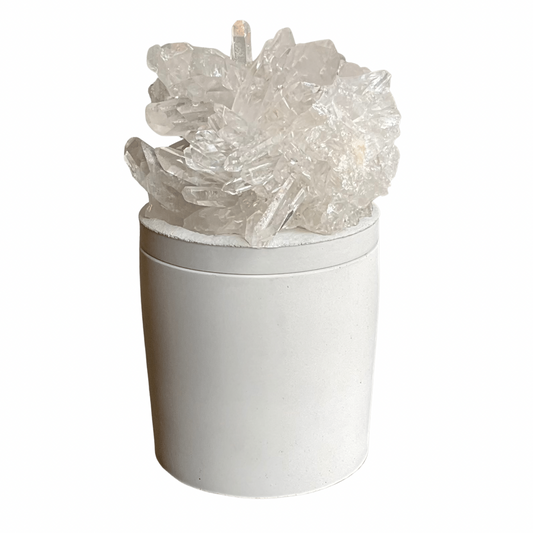 Clear Quartz Crystal Lid Gardenia Candle