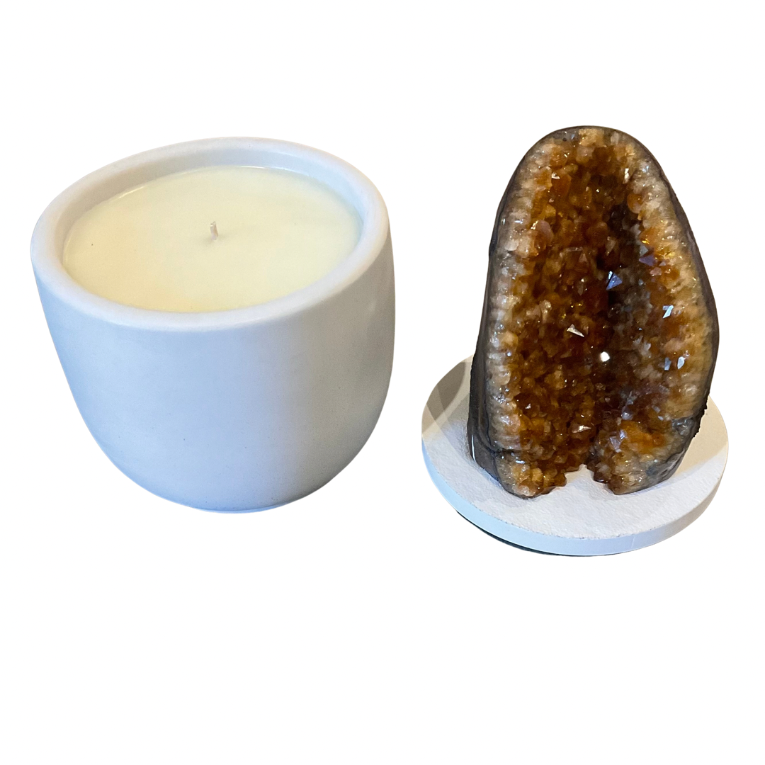 Large Citrine Geode Lid Large Candle