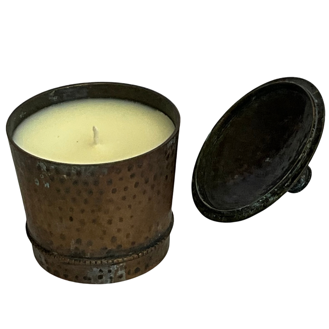 Hammered Hand-Patinated Metal Gardenia Candle #5