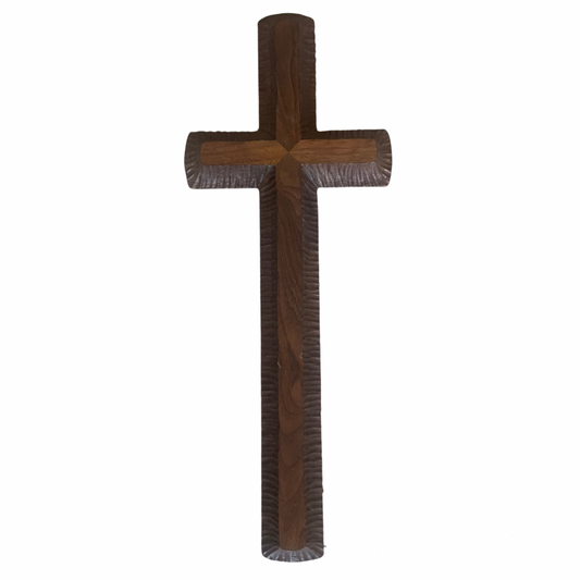 Large Carved Wood Cross Wall Hanging Sculpture