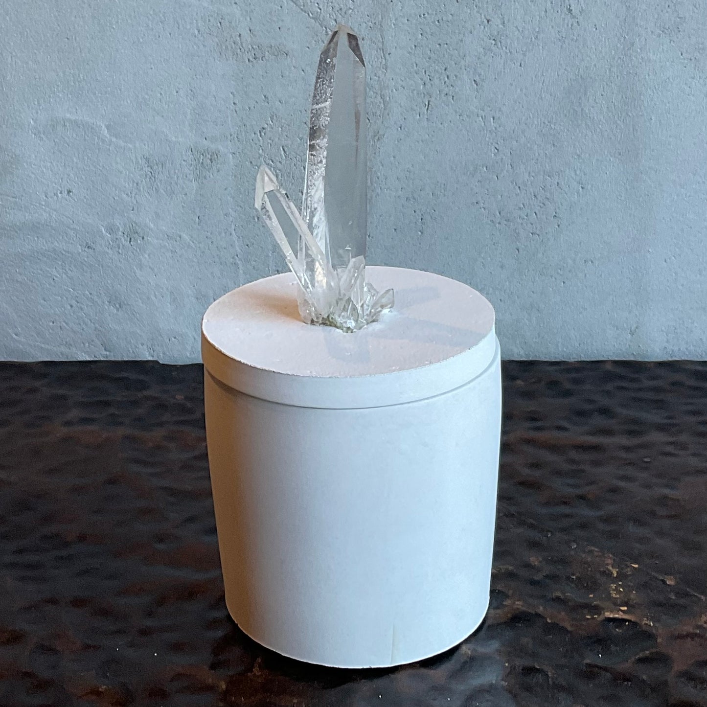Clear Quartz Crystal Lid Candle