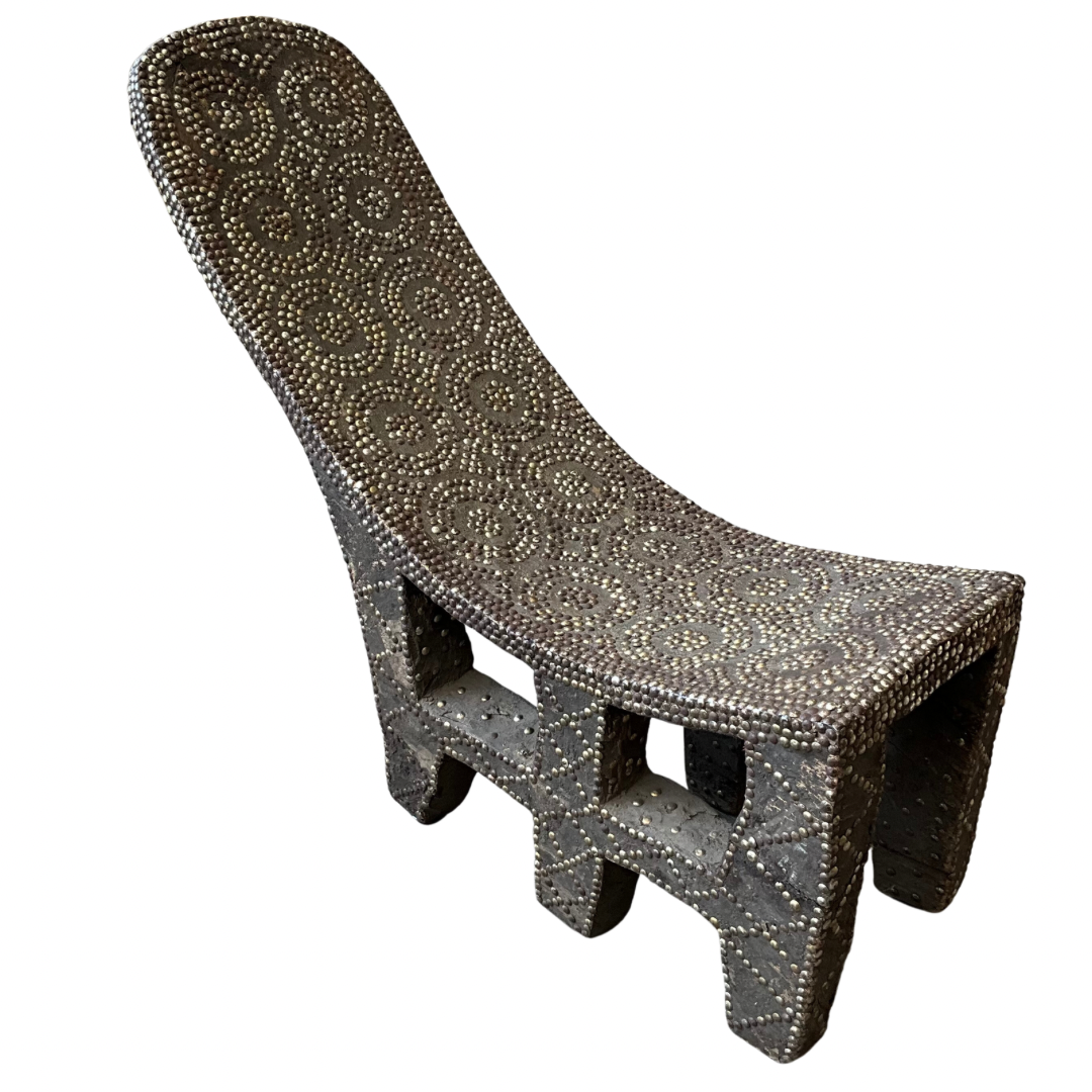 Low Slung Beaded African Display Chair
