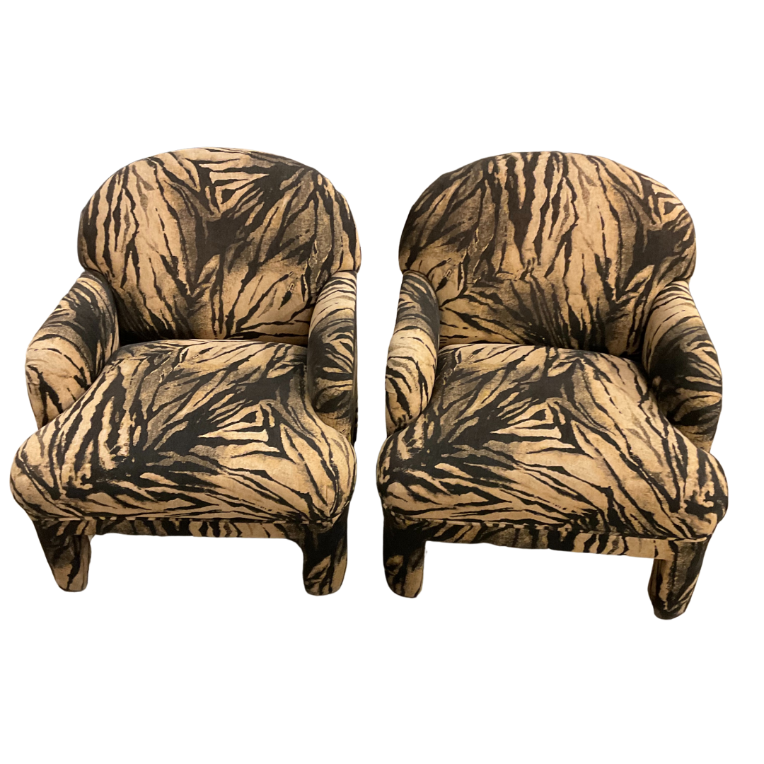 Tiger Print Pair of Chairs