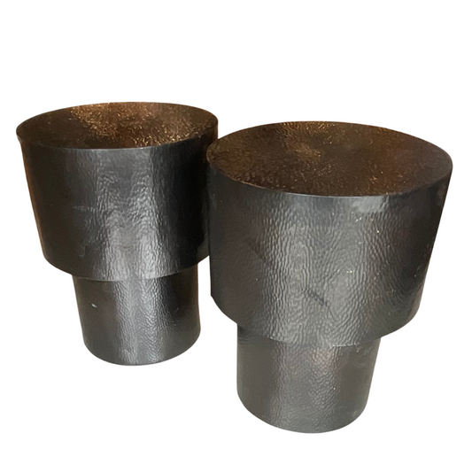 Pair of Hammered Copper Cylinder Tables