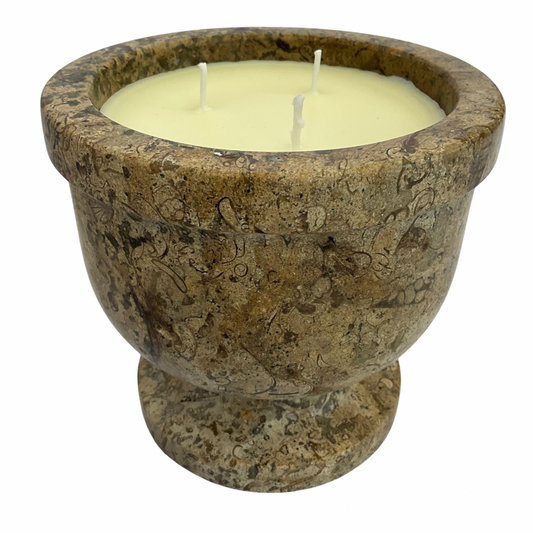 Tan Beige Olive Marble Gardenia Candle