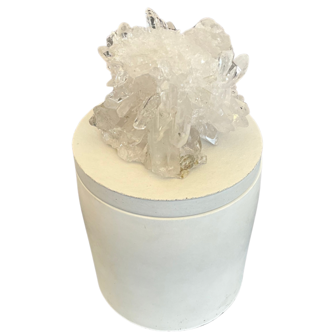 Clear Quartz Crystal Cluster Lid Gardenia Candle