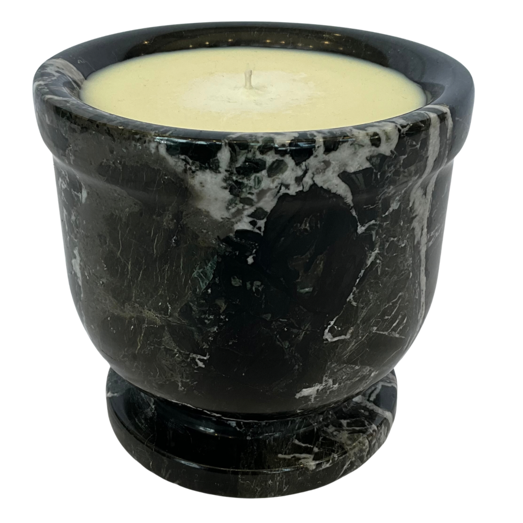 Marble Gardenia Candle Deep Green & White