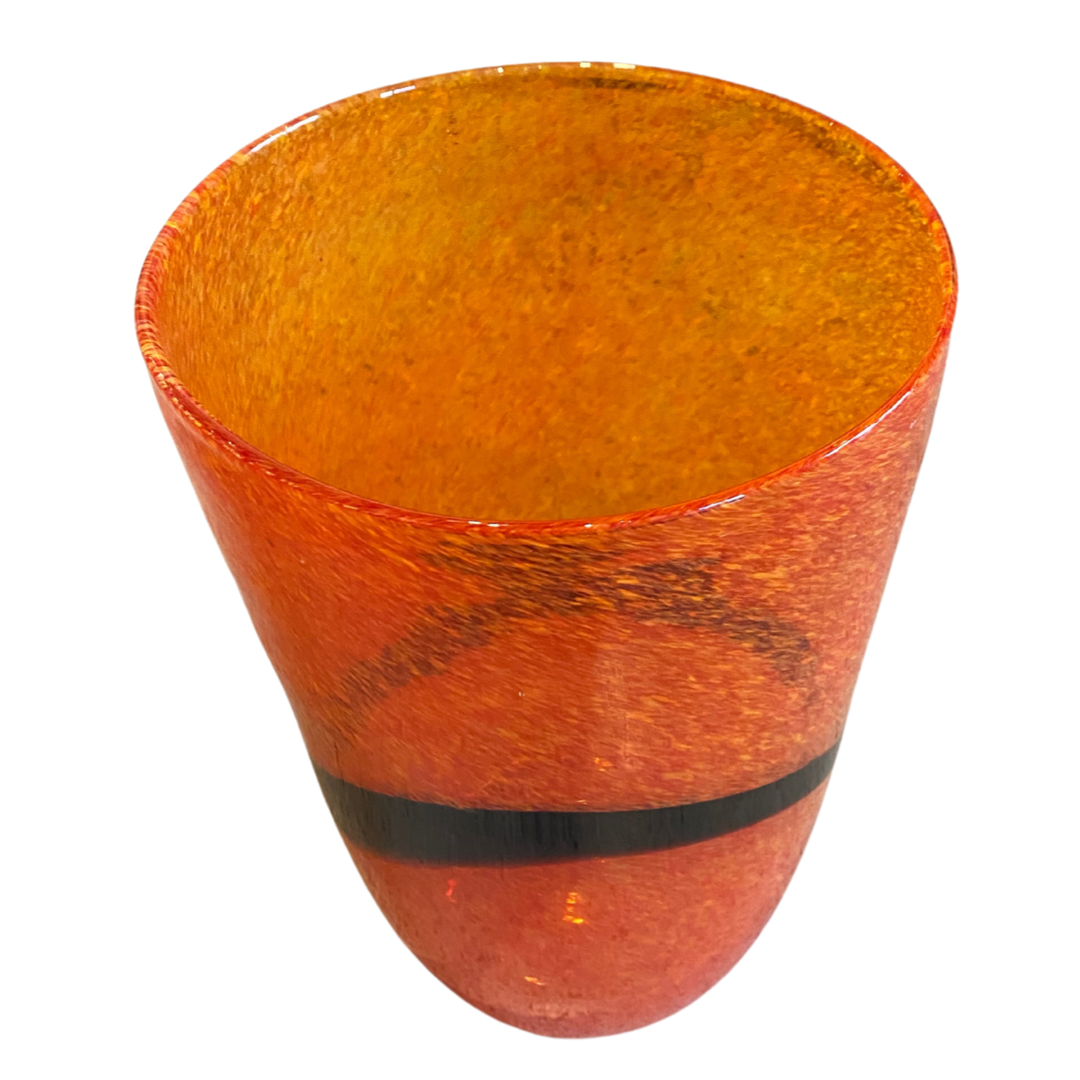 Orange Blown Glass Vase