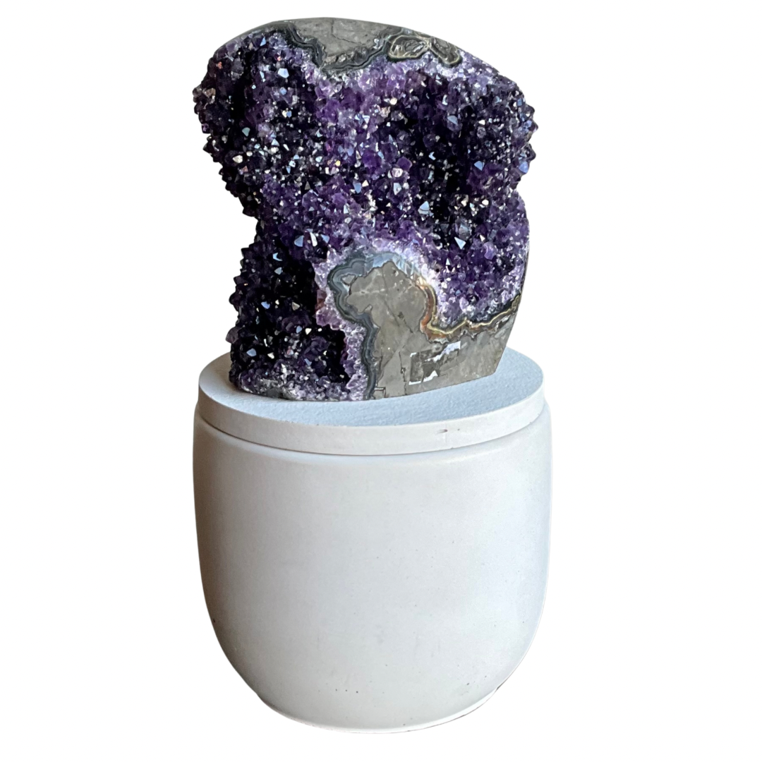 Abstract Amethyst Crystal Lid Candle
