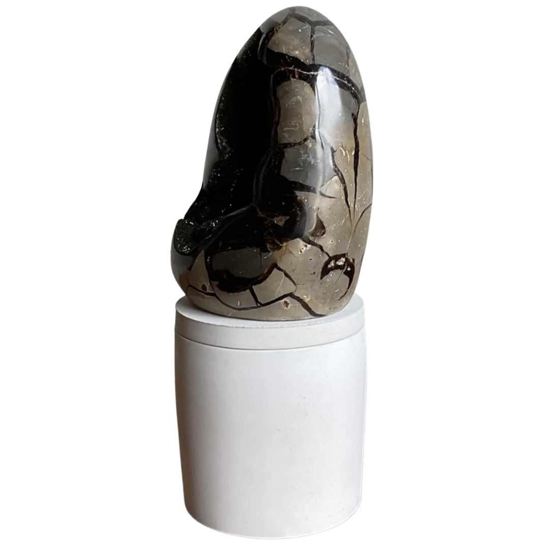 Large 'Dragon' Septarian Geode Egg Lid Candle