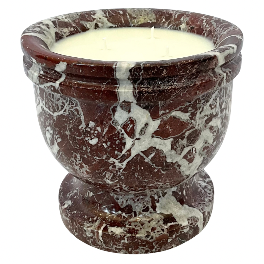 Red & White Swirl Marble Gardenia Candle