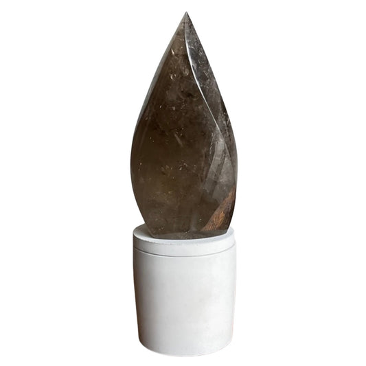 Polished Smoky Quartz Flame Lid Candle