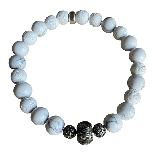 Diamond Bead Bracelet w/White Lava