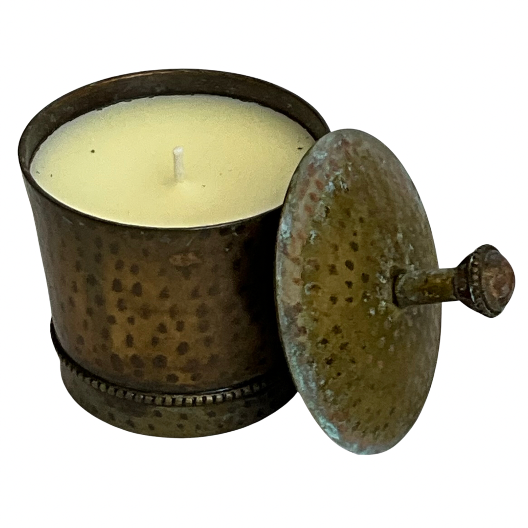 Hammered Hand-Patinated Metal Gardenia Candle #3