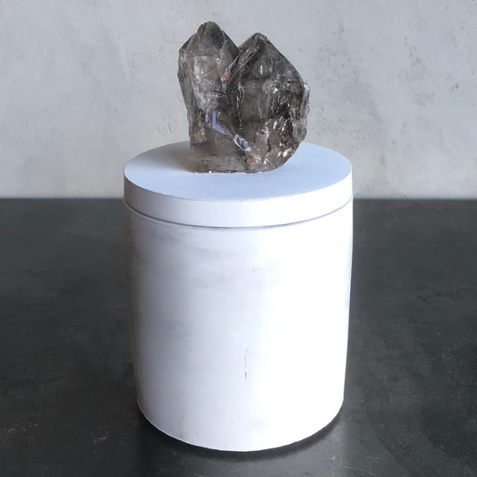 Smoky Quartz Elestial Twin Lid Candle